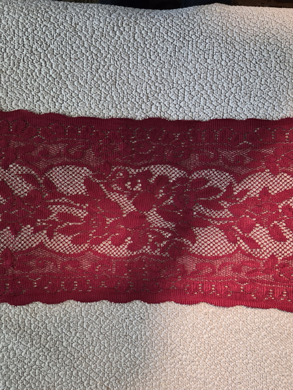 Vintage Burgundy Red Floral Lace Table Runner